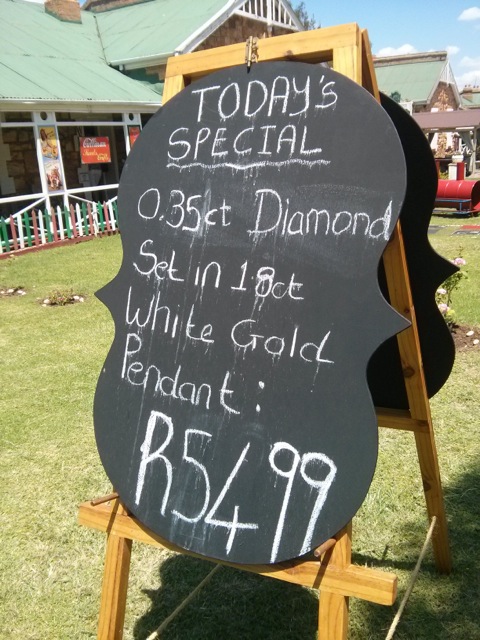 Specials Board in Cullinan advertising diamond jewellery