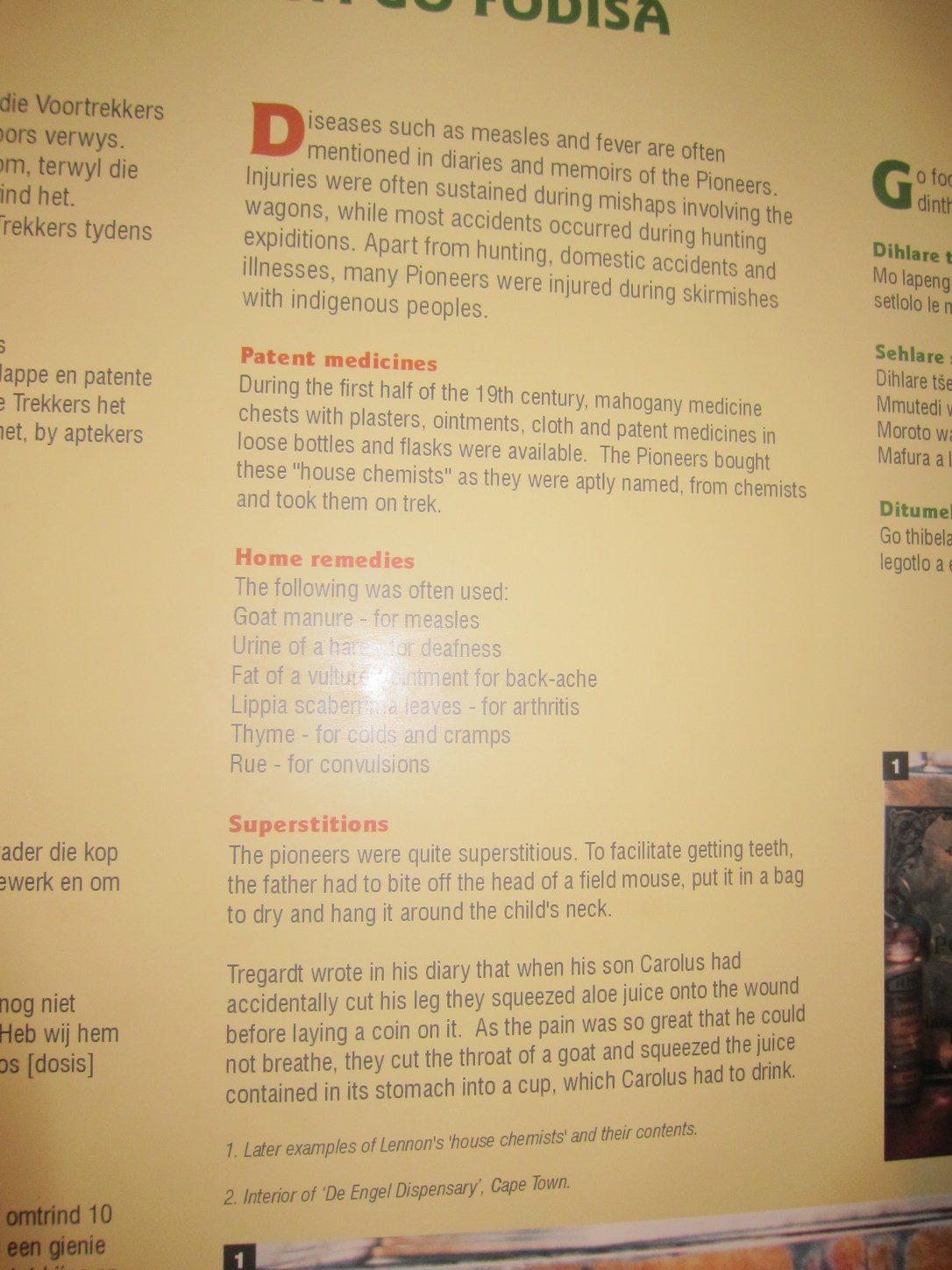 home remedies and superstitions from the time of the great trek