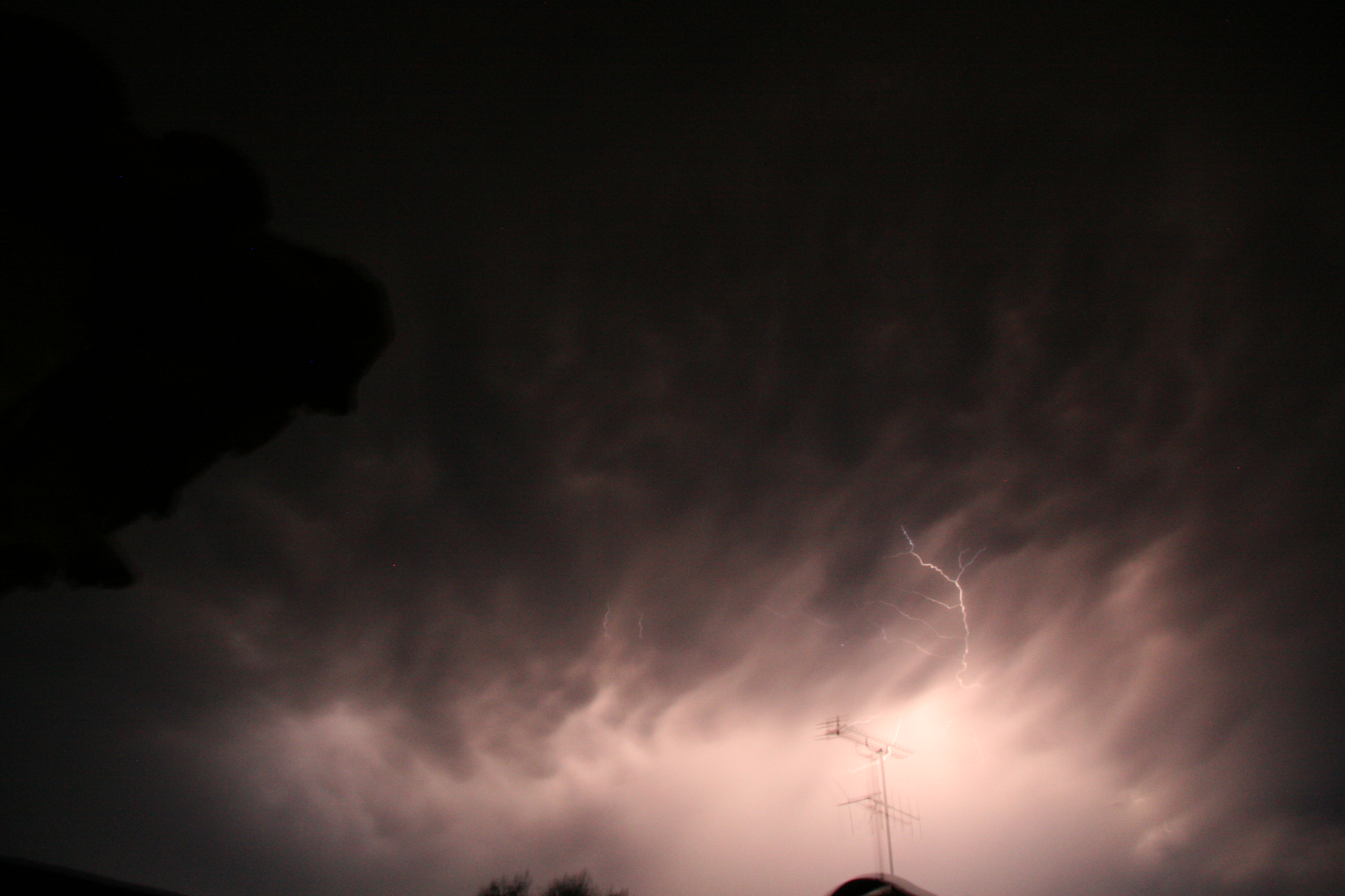 flash of lightning in sky