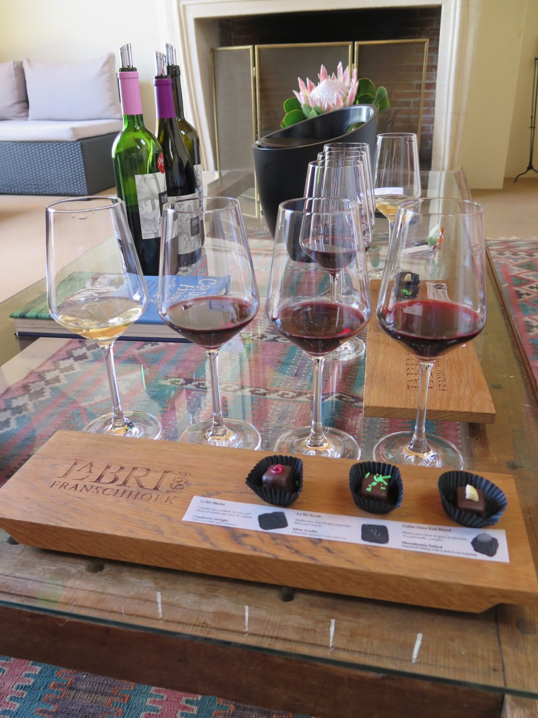 Franschhoek La Bri vineyard wine and chocolate pairing