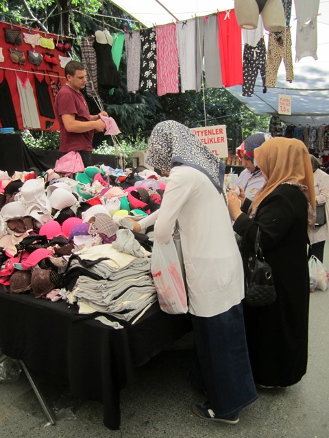 bra shopping for hats for twins at the pazaar Istanbul