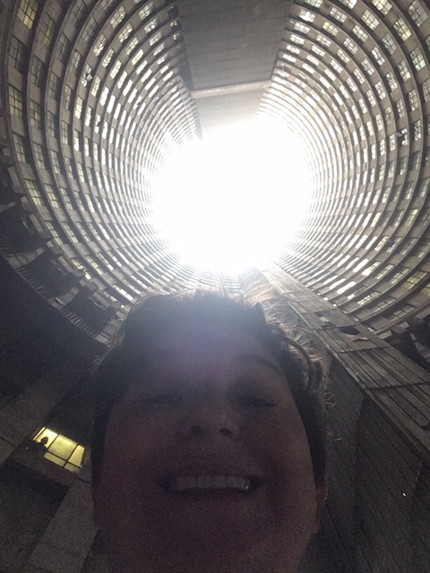 Selfie in the core of Ponte Tower, Johannesburg South Africa.