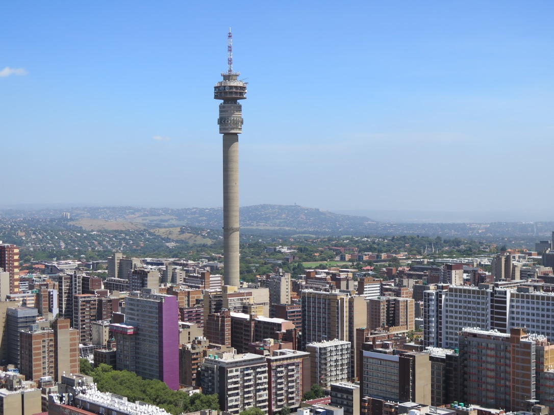 View of the Telkom Tower from Ponte Tower in Johannesburg.