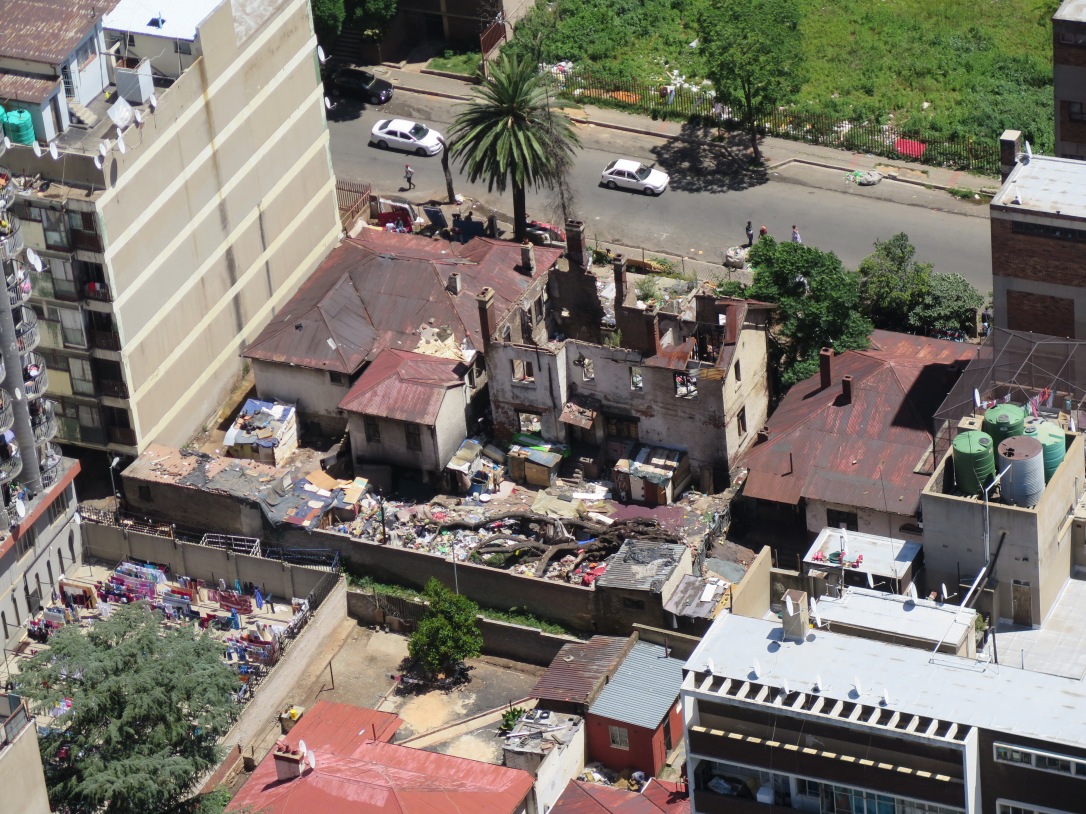 View of derelict house from Ponte Tower Johannesburg.