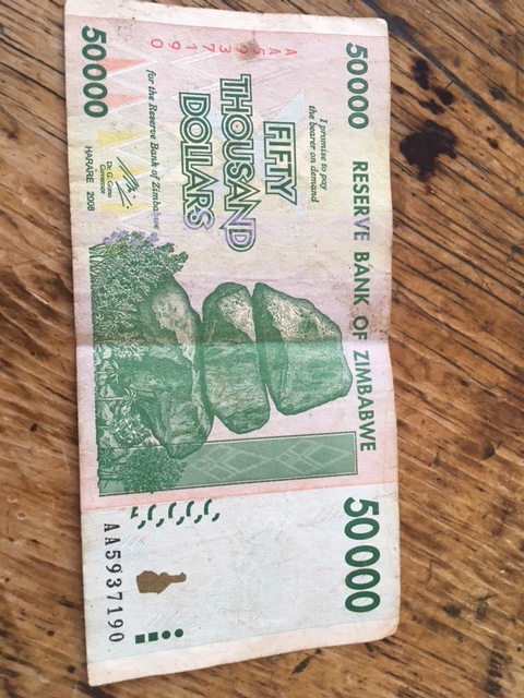 A 50,000 Zimbabwean Dollar Note