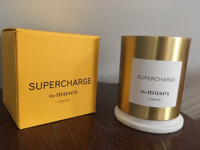 supercharge candle brass container by the muses London expat entrepreneur Fiona Utting